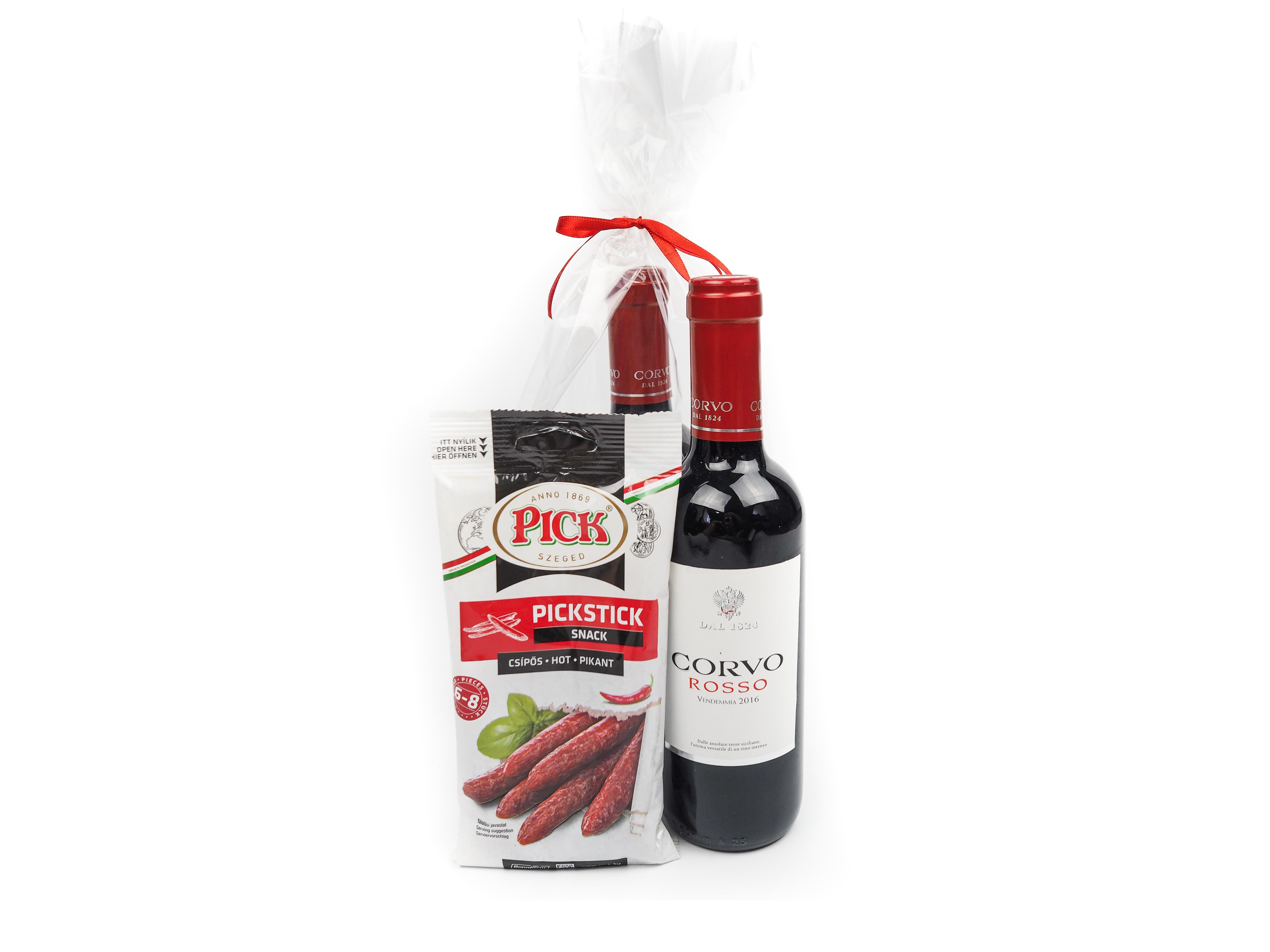 Dárkový balíček Červené víno s klobáskami