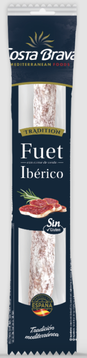 Iberský fuet je vyroben z více než 45 % iberského vepřového masa a má přírodní střívka. Jeho vzhled je tak tradiční, jak si dokážete představit, a má klasickou a nezapomenutelnou chuť. Obsah 150g.