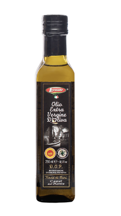 Extra panenský olivový olej výhradně italského původu z oblasti Puglia. Olej má jemnou ovocnou chuť. Vhodný pro saláty a konzumaci za studena. Obsah 250ml.