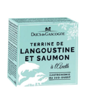 Terina z humra a lososa na kopru. Ducs de Gascogne vytváří recepty na teriny již od roku 1953. Všechny teriny Ducs de Gascogne se vyrábějí v Gimontu v srdci Gers a jsou připravovány bez barviv nebo konzervačních látek. Obsah 65g.