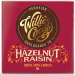 Willie's Cacao Čokoláda Willie's Peruvian hořká s lískovými oříšky a rozinkami 70 %, 50g